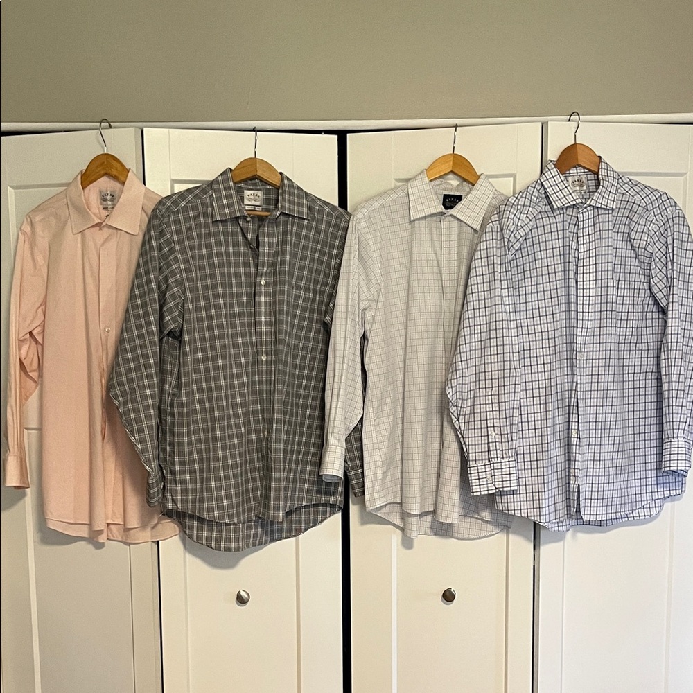 4 (four) Eagle Brand Men's Assorted Checkered Shirts 16.5 32/33